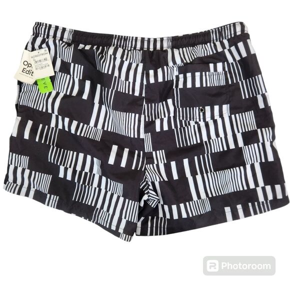 NEW Nordstrom Open Edit Black Static Bar Drawstring Waistline Board Shorts XL - Picture 2 of 5